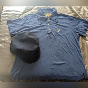 Navy Greek Sailor hat and BBP Fisherman polo Small